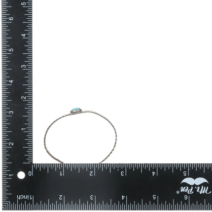 6" 20's-30's Navajo ingot silver hand stamped cuff bracelet with turquoise - Estate Fresh Austin