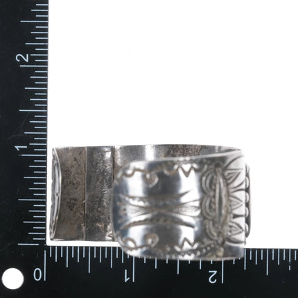 6" 30's-40's Native American silver cuff bracelet with large turquoise - Estate Fresh Austin