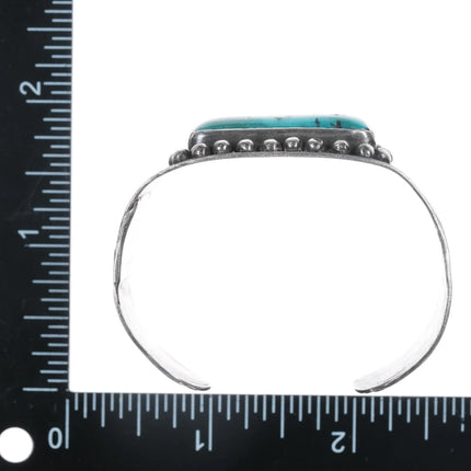 6" 30's-40's Native American silver cuff bracelet with large turquoise - Estate Fresh Austin