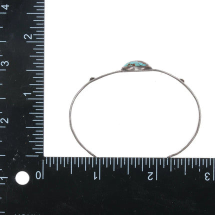 6" 30's-40's Navajo silver cuff bracelet with nice turquoise - Estate Fresh Austin