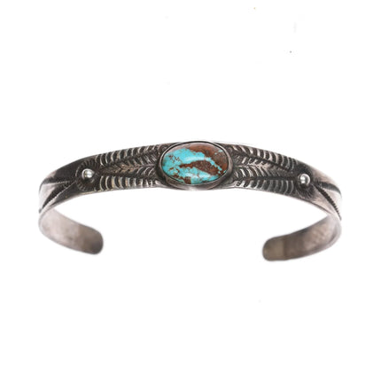 6" 30's-40's Navajo silver cuff bracelet with nice turquoise - Estate Fresh Austin