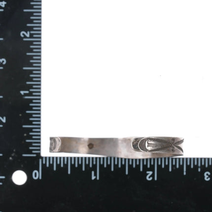 6" 30's-40's Navajo silver cuff bracelet with nice turquoise - Estate Fresh Austin