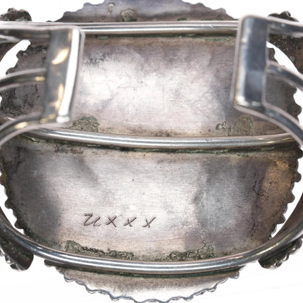 6.375" 1940's Large Zuni sterling turquoise cluster cuff bracelet - Estate Fresh Austin