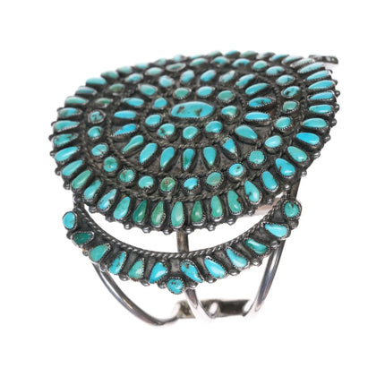 6.375" 1940's Large Zuni sterling turquoise cluster cuff bracelet - Estate Fresh Austin