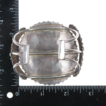 6.375" 1940's Large Zuni sterling turquoise cluster cuff bracelet - Estate Fresh Austin