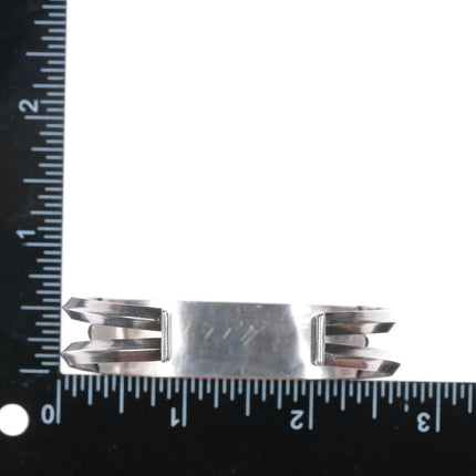 6.375" 1940's Navajo Sleeping Beauty turquoise double carinated silver cuff bracelet - Estate Fresh Austin