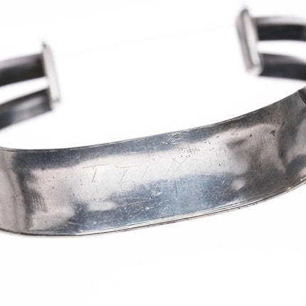 6.375" 1940's Navajo Sleeping Beauty turquoise double carinated silver cuff bracelet - Estate Fresh Austin