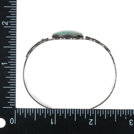 6.375" 1940's Sterling and turquoise Fred Harvey era dog cuff bracelet - Estate Fresh Austin