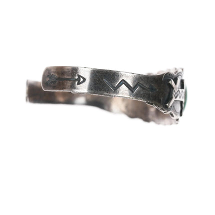 6.375" 1940's Sterling and turquoise Fred Harvey era dog cuff bracelet - Estate Fresh Austin