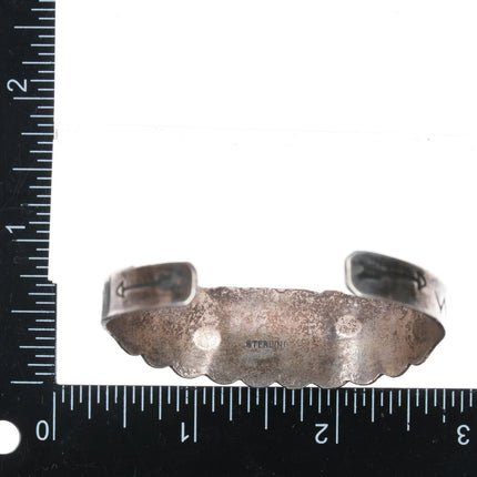 6.375" 1940's Sterling and turquoise Fred Harvey era dog cuff bracelet - Estate Fresh Austin