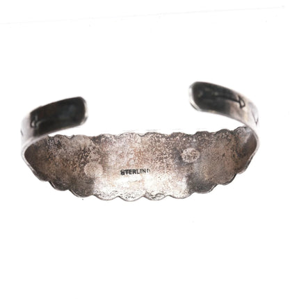 6.375" 1940's Sterling and turquoise Fred Harvey era dog cuff bracelet - Estate Fresh Austin