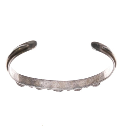 6.375" 1940's Zuni carved turquoise silver row cuff bracelet - Estate Fresh Austin