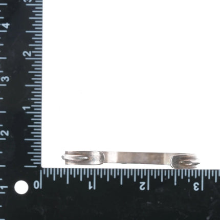 6.375" 1940's Zuni carved turquoise silver row cuff bracelet - Estate Fresh Austin