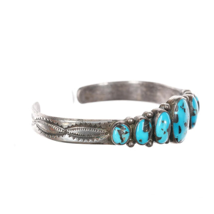 6.375" 1950's Blue Diamond Turquoise Navajo sterling cuff bracelet - Estate Fresh Austin
