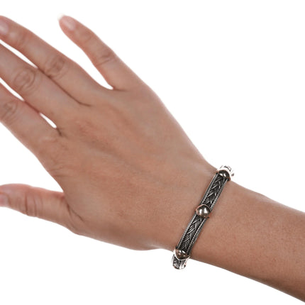 6.375" 1996 Ron Rizzo 14k/Sterling woven cuff bracelet - Estate Fresh Austin