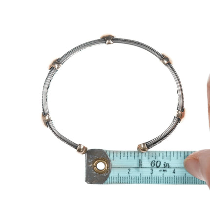 6.375" 1996 Ron Rizzo 14k/Sterling woven cuff bracelet - Estate Fresh Austin