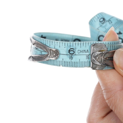 6.375" 20's-30's Navajo ingot silver conchos snake eye turquoise cuff bracelet - Estate Fresh Austin