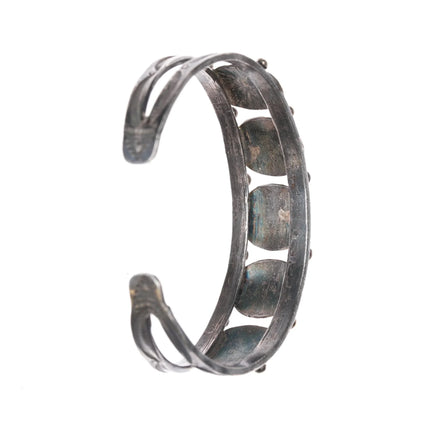6.375" 20's-30's Navajo ingot silver conchos snake eye turquoise cuff bracelet - Estate Fresh Austin