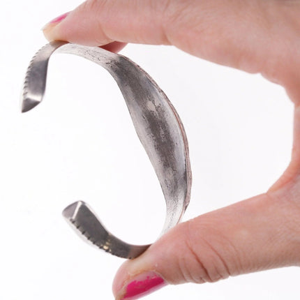 6.375" 20's-30's Navajo Sandcast silver bracelet - Estate Fresh Austin
