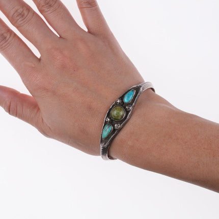 6.375" 20's-30's Navajo Sandcast silver bracelet - Estate Fresh Austin