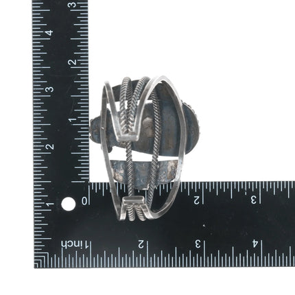 6.375" 30's-40's Native American Silver Agate twisted wire cuff bracelet - Estate Fresh Austin