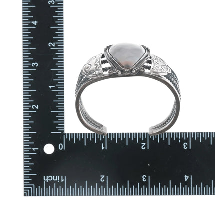 6.375" 30's-40's Native American Silver Agate twisted wire cuff bracelet - Estate Fresh Austin