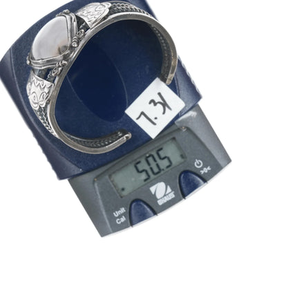 6.375" 30's-40's Native American Silver Agate twisted wire cuff bracelet - Estate Fresh Austin