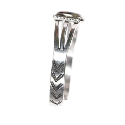 6.375" 30's-40's Native American silver and agate cuff bracelet - Estate Fresh Austin