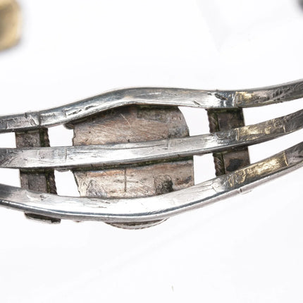 6.375" 30's-40's Native American silver and agate cuff bracelet - Estate Fresh Austin