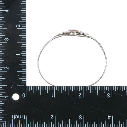 6.375" 30's-40's Native American silver and agate cuff bracelet - Estate Fresh Austin