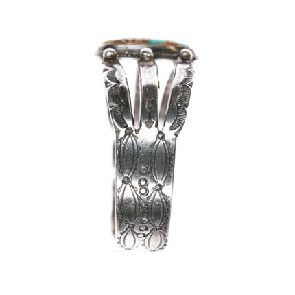 6 3/8" 30's - 40's Navajo silver and turquoise cuff bracelet - Estate Fresh Austin