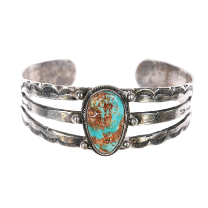 6 3/8" 30's - 40's Navajo silver and turquoise cuff bracelet - Estate Fresh Austin