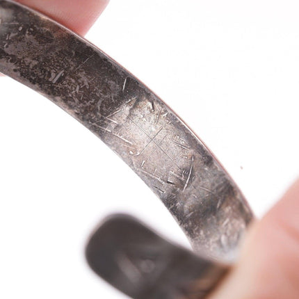 6.375" 30's-40's Navajo Stamped silver and turquoise bracelet - Estate Fresh Austin