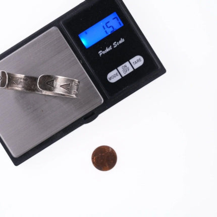 6.375" 30's-40's Navajo Stamped silver and turquoise bracelet - Estate Fresh Austin