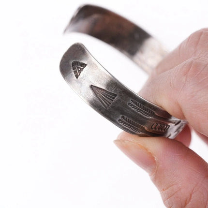 6.375" 30's-40's Navajo Stamped silver and turquoise bracelet - Estate Fresh Austin