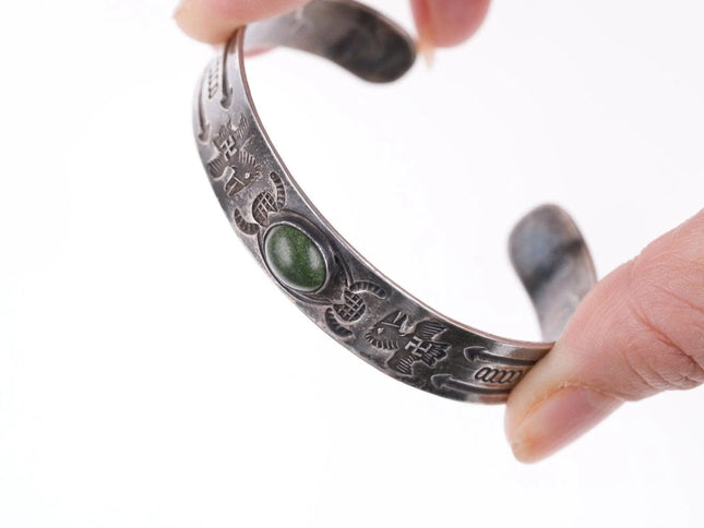 6.375" 30's-40's Navajo Stamped silver and turquoise bracelet - Estate Fresh Austin