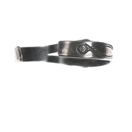 6.375" 30's-40's Navajo turquoise hand stamped silver cuff bracelet - Estate Fresh Austin