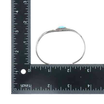 6.375" 30's-40's Navajo turquoise hand stamped silver cuff bracelet - Estate Fresh Austin