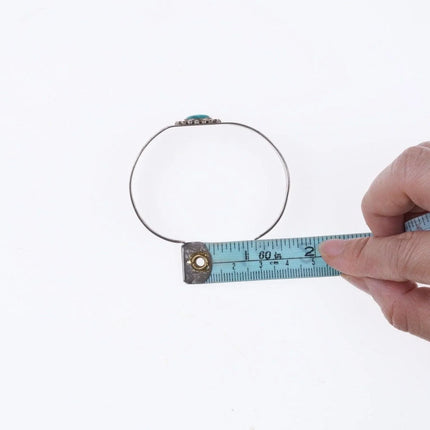 6.375" 30's Navajo Hand stamped silver and turquoise Fred Harvey era bracelet - Estate Fresh Austin