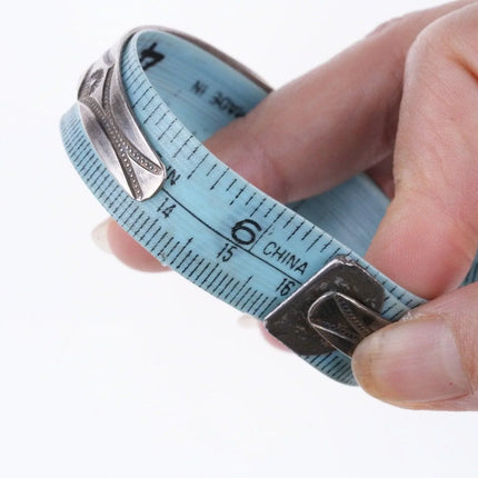 6.375" 30's Navajo Hand stamped silver and turquoise Fred Harvey era bracelet - Estate Fresh Austin