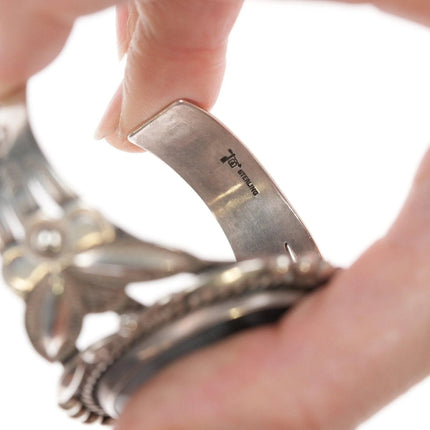 6.375" 40's-50's Bell trading post agate sterling bracelet - Estate Fresh Austin