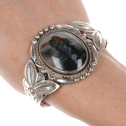6.375" 40's-50's Bell trading post agate sterling bracelet - Estate Fresh Austin