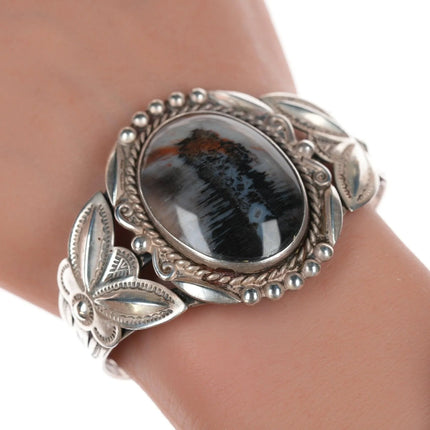 6.375" 40's-50's Bell trading post agate sterling bracelet - Estate Fresh Austin