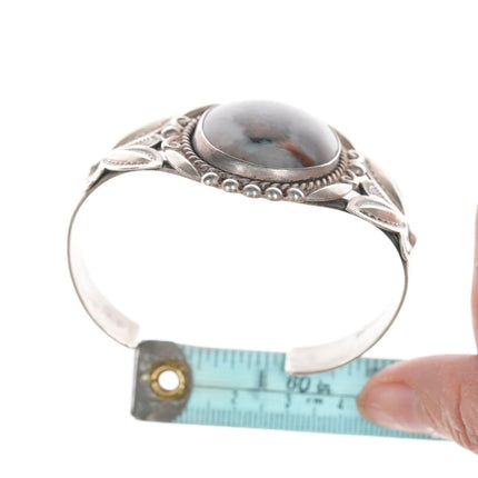 6.375" 40's-50's Bell trading post agate sterling bracelet - Estate Fresh Austin