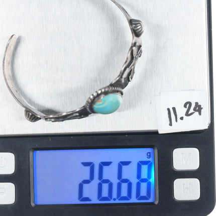 6.375" 40's-50's Fred Harvey Era sterling and turquoise arrows cuff bracelet - Estate Fresh Austin