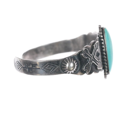 6.375" 40's-50's Fred Harvey Era sterling and turquoise arrows cuff bracelet - Estate Fresh Austin