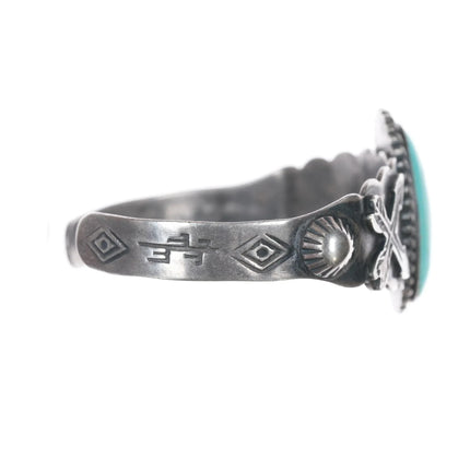 6.375" 40's-50's Fred Harvey Era sterling and turquoise arrows cuff bracelet - Estate Fresh Austin