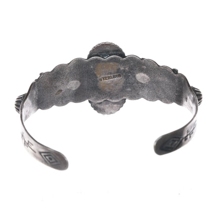 6.375" 40's-50's Fred Harvey Era sterling and turquoise arrows cuff bracelet - Estate Fresh Austin