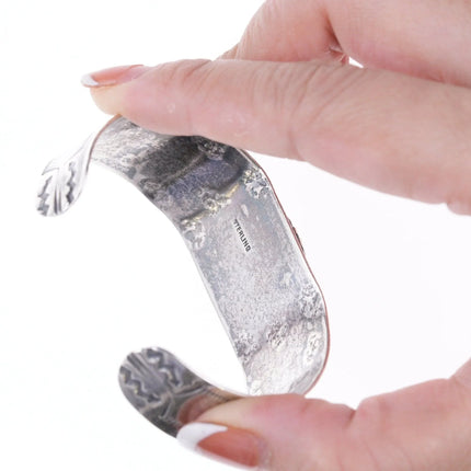 6.375" 40's-50's Fred Harvey style Sterling and turquoise bracelet - Estate Fresh Austin