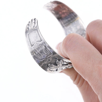 6.375" 40's-50's Fred Harvey style Sterling and turquoise bracelet - Estate Fresh Austin